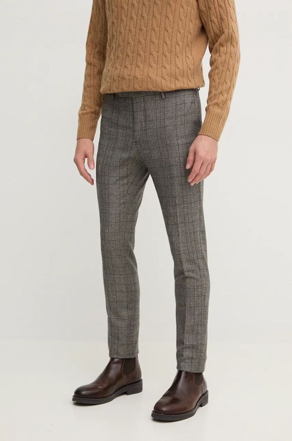 Hackett London Vunene hlače Hackett London boja: smeđa, uski kroj, HM470543R