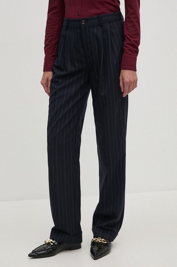 Lauren Ralph Lauren Vunene hlače Lauren Ralph Lauren boja: tamno plava, ravni kroj, visoki struk, 200940233