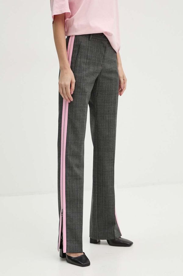 MSGM Vunene hlače MSGM boja: siva, ravni kroj, visoki struk, 3742MDP05.247825