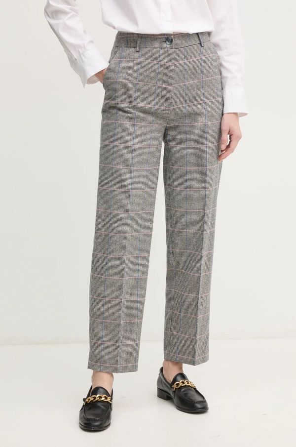 Pepe Jeans Vunene hlače Pepe Jeans FLORINE boja: siva, ravni kroj, visoki struk, PL211799