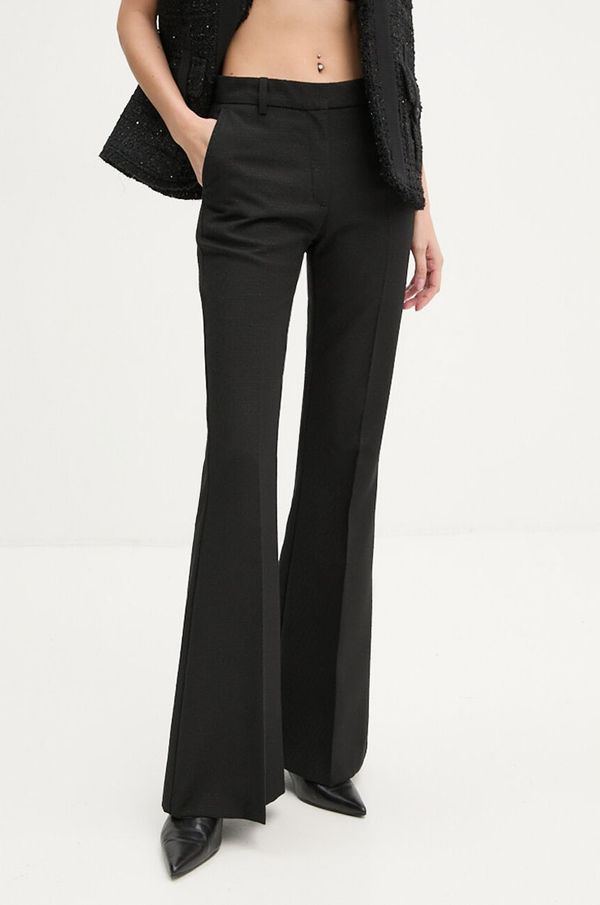 The Kooples Vunene hlače The Kooples boja: crna, trapez, visoki struk, FPAN29025K