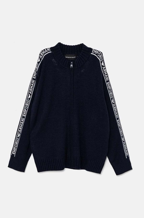 Emporio Armani Vuneni dječji kardigan Emporio Armani boja: tamno plava, lagani, 6D4M58 4MJAZ