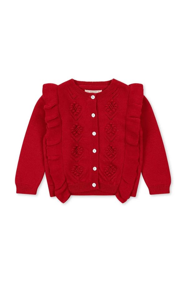 Konges Sløjd Vuneni dječji kardigan Konges Sløjd FIOL FRILL CARDIGAN boja: crvena, KS101519