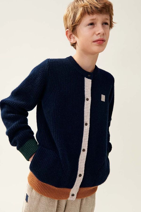 Liewood Vuneni dječji kardigan Liewood Tiago Knit Cardigan boja: tamno plava, LW19166