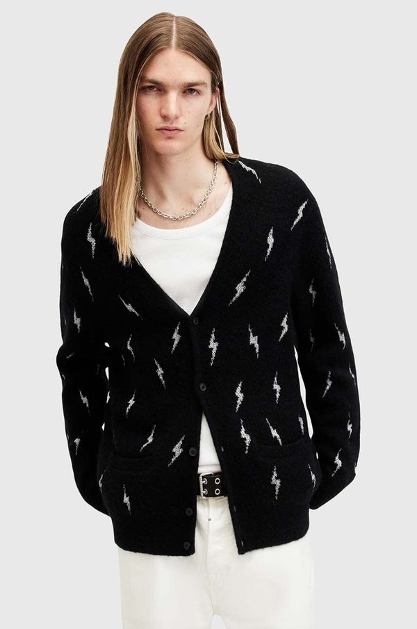AllSaints Vuneni kardigan AllSaints ZAP boja: crna, M018KB