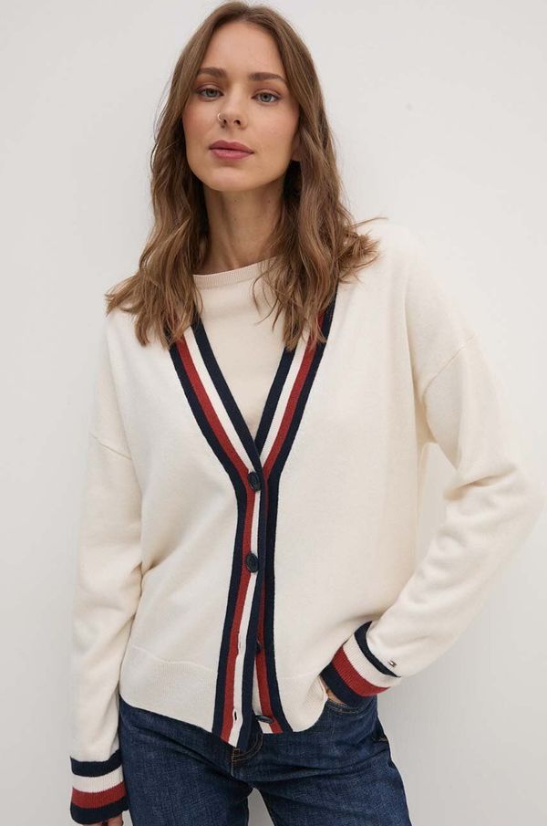 Tommy Hilfiger Vuneni kardigan Tommy Hilfiger boja: bež, lagani, WW0WW42151