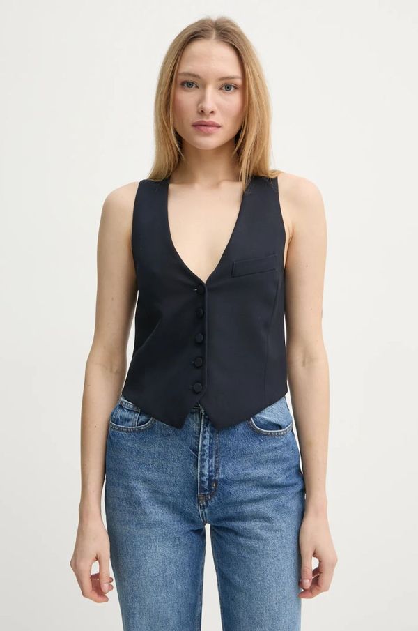Zadig&Voltaire Vuneni prsluk ZADIG&VOLTAIRE boja: tamno plava, jednoredno zakopčavanje, WWBL01913