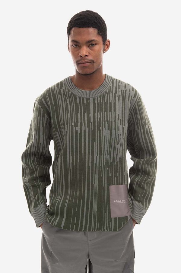 A-COLD-WALL* Vuneni pulover A-COLD-WALL* Two-Tone Jacquard Knit boja: zelena, ACWMK074-PINEGREEN