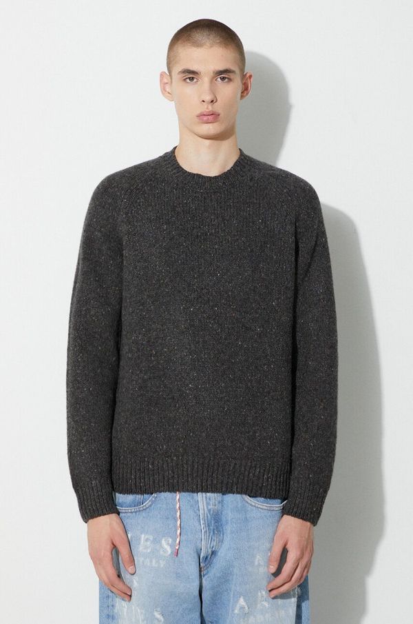 A.P.C. Vuneni pulover A.P.C. za muškarce, boja: siva, lagani