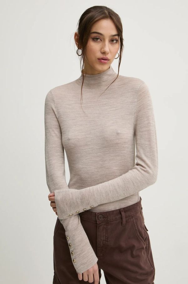 Abercrombie & Fitch Vuneni pulover Abercrombie & Fitch za žene, boja: bež, lagani, s poludolčevitom, KI150-4348
