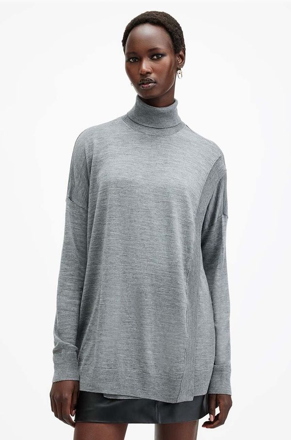 AllSaints Vuneni pulover AllSaints BERN WRAP JUMPER za žene, boja: siva, s dolčevitom, W028KB