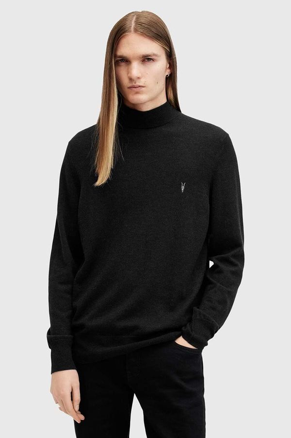 AllSaints Vuneni pulover AllSaints KILBURN MOCK za muškarce, boja: crna, s poludolčevitom, M030KA