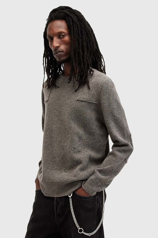 AllSaints Vuneni pulover AllSaints POINTER CREW za muškarce, boja: siva, M003KB