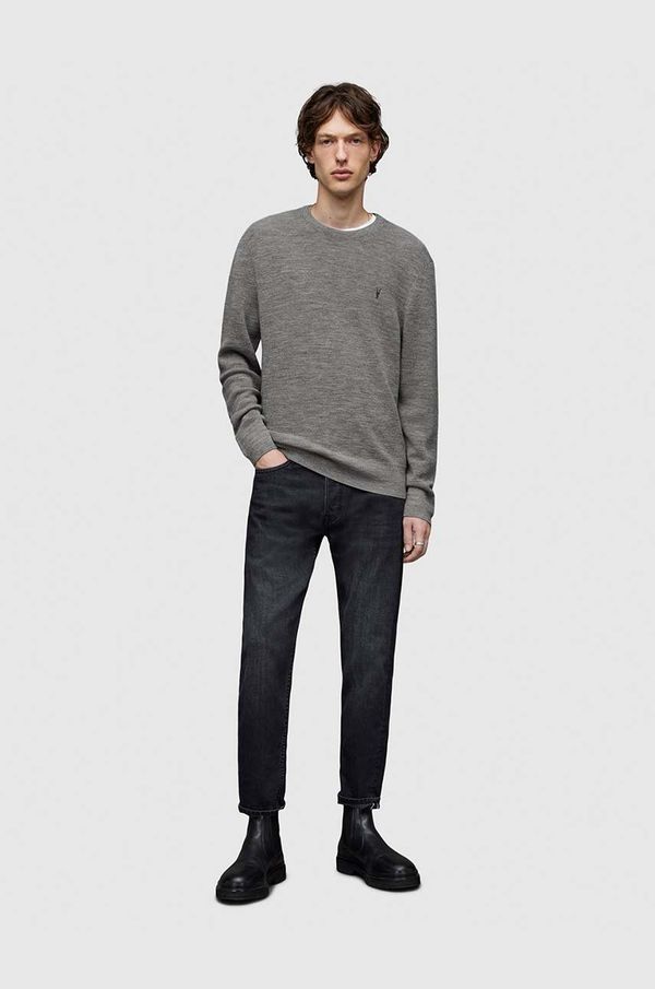 AllSaints Vuneni pulover AllSaints za muškarce, boja: siva, lagani