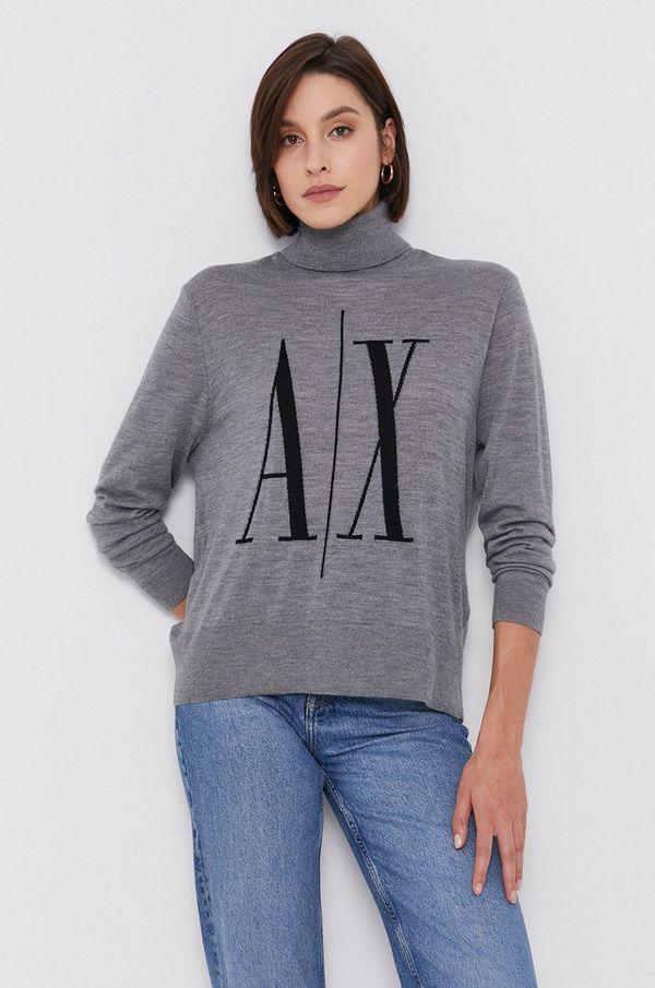 Armani Exchange Vuneni pulover Armani Exchange za žene, boja: siva