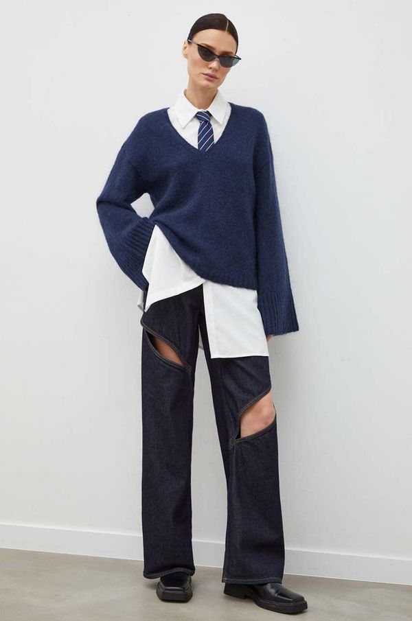 By Malene Birger Vuneni pulover By Malene Birger Cimone za žene, boja: tamno plava