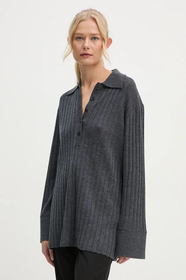 By Malene Birger Vuneni pulover By Malene Birger DELPHINE za žene, boja: siva, lagani, Q72580001