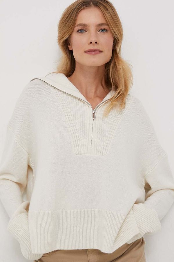 Calvin Klein Vuneni pulover Calvin Klein za žene, boja: bež, s dolčevitom