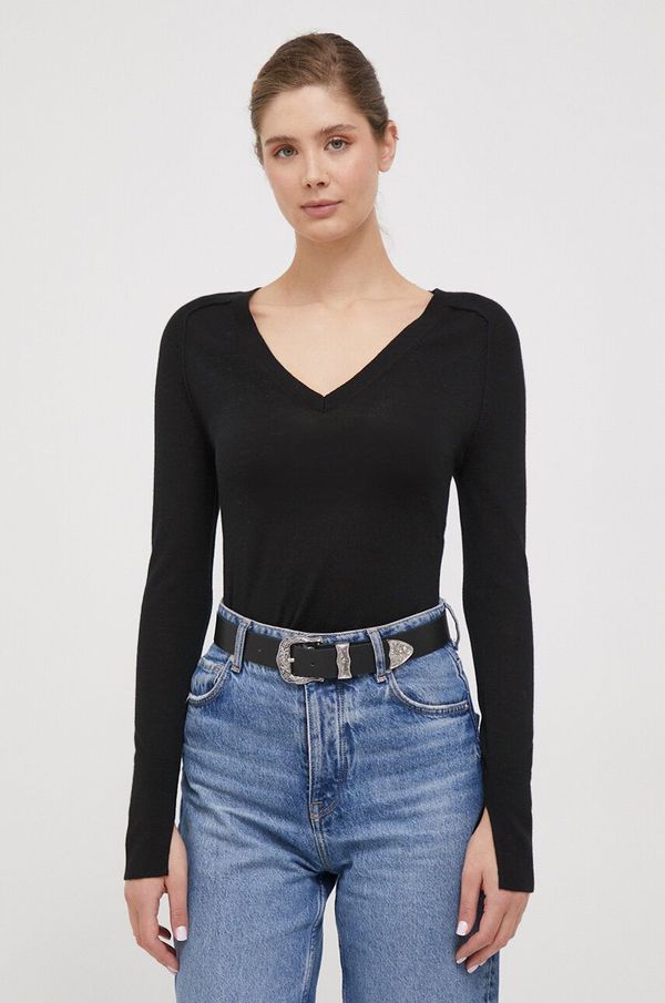 Calvin Klein Vuneni pulover Calvin Klein za žene, boja: crna, lagani