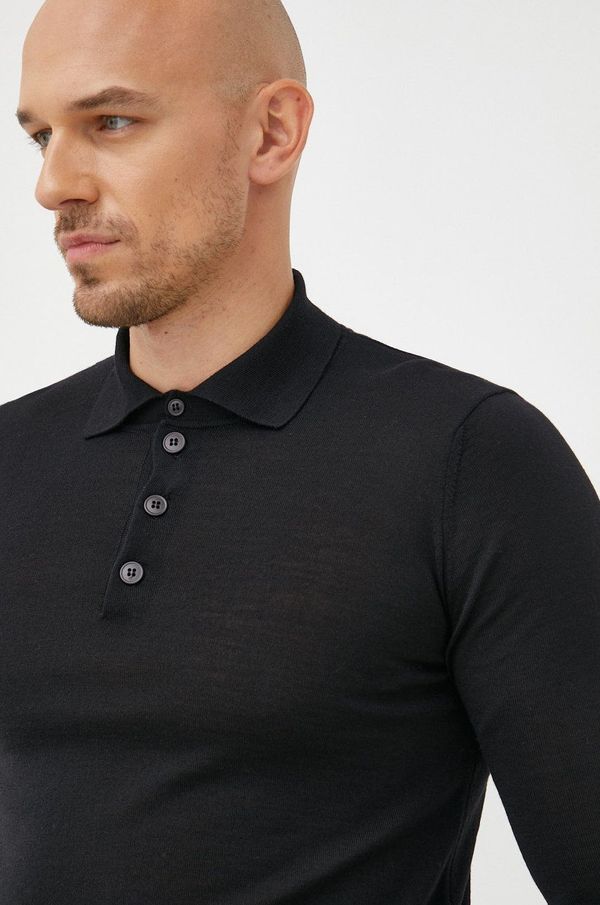 Emporio Armani Vuneni pulover Emporio Armani za muškarce, boja: crna, lagani