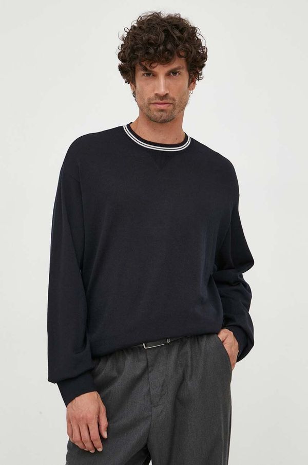 Emporio Armani Vuneni pulover Emporio Armani za muškarce, boja: tamno plava, lagani