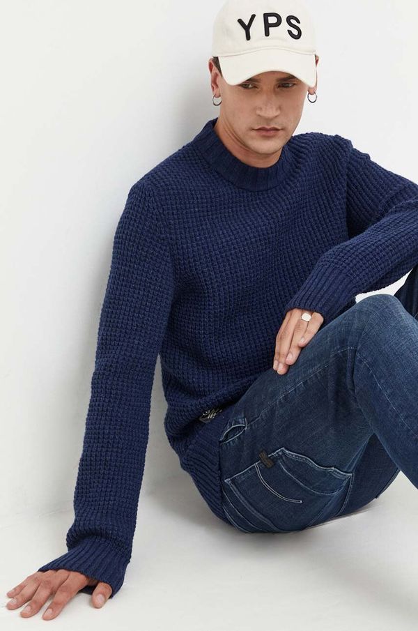 G-Star Raw Vuneni pulover G-Star Raw za muškarce, boja: tamno plava, topli