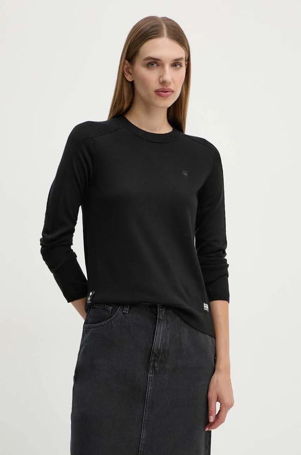 G-Star Raw Vuneni pulover G-Star Raw za žene, boja: crna, lagani, D25509-D847