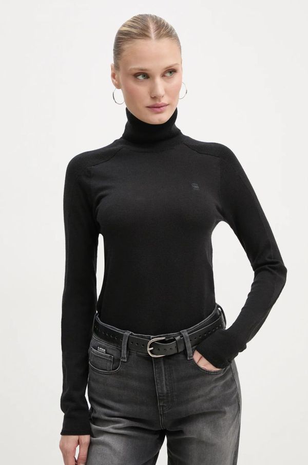 G-Star Raw Vuneni pulover G-Star Raw za žene, boja: crna, lagani, s dolčevitom, D25510-D847