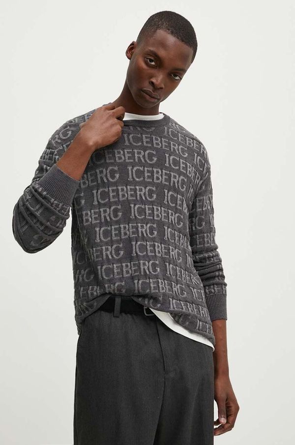 Iceberg Vuneni pulover Iceberg za muškarce, boja: siva, lagani, A002 7010