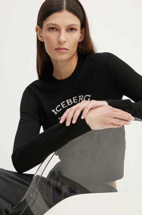Iceberg Vuneni pulover Iceberg za žene, boja: crna, lagani, A004 9000