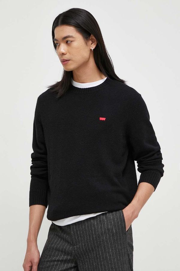 Levi's Vuneni pulover Levi's za muškarce, boja: crna, lagani