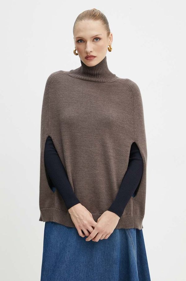 Max Mara Leisure Vuneni pulover Max Mara Leisure za žene, boja: smeđa, s dolčevitom, 2426366188600