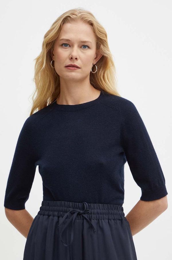 Max Mara Leisure Vuneni pulover Max Mara Leisure za žene, boja: tamno plava, lagani, 2426366018600