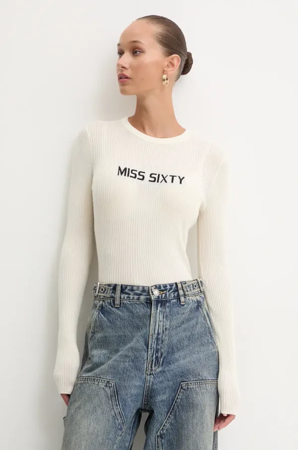 Miss Sixty Vuneni pulover Miss Sixty za žene, boja: bež, lagani, 6L3RJ7291000