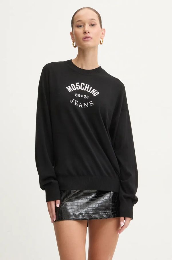 Moschino Jeans Vuneni pulover Moschino Jeans za žene, boja: crna, lagani, J0931 8700