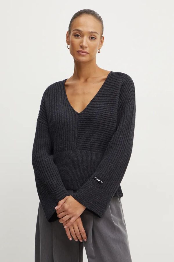 Pinko Vuneni pulover Pinko za žene, boja: siva, topli, 104389 A27B