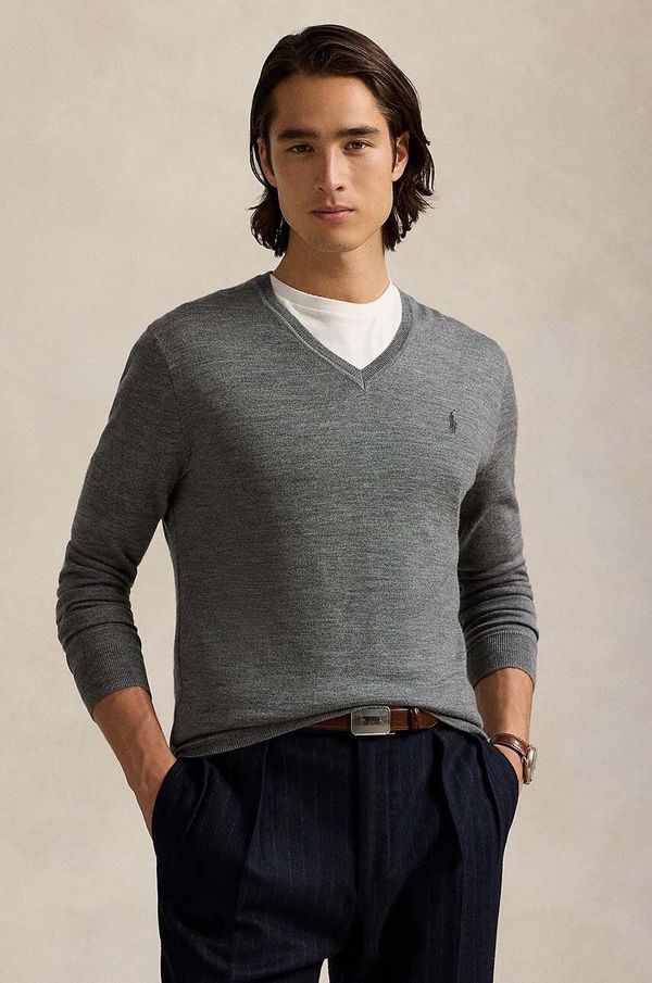 Polo Ralph Lauren Vuneni pulover Polo Ralph Lauren RWS-Longsleeve za muškarce, boja: siva, lagani, 710946142