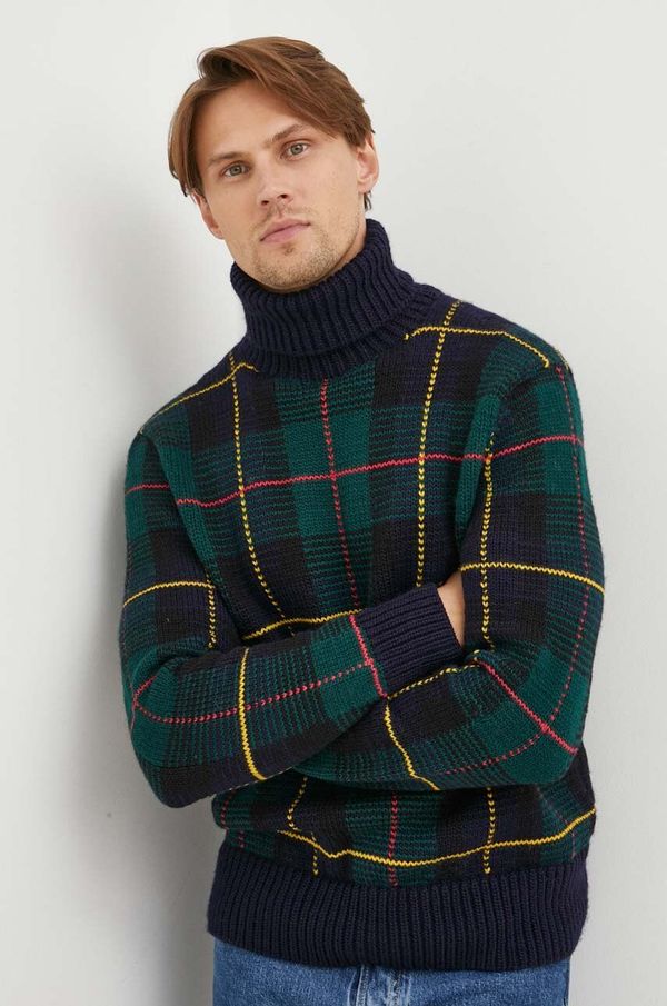Polo Ralph Lauren Vuneni pulover Polo Ralph Lauren za muškarce, boja: tamno plava, topli, s dolčevitom