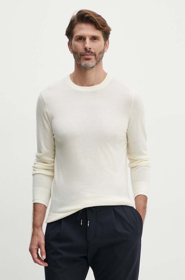 Tommy Hilfiger Vuneni pulover Tommy Hilfiger za muškarce, boja: bež, lagani, MW0MW33128