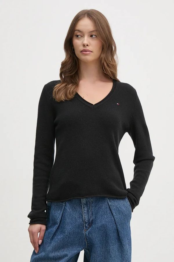 Tommy Hilfiger Vuneni pulover Tommy Hilfiger za žene, boja: crna, lagani, WW0WW43505