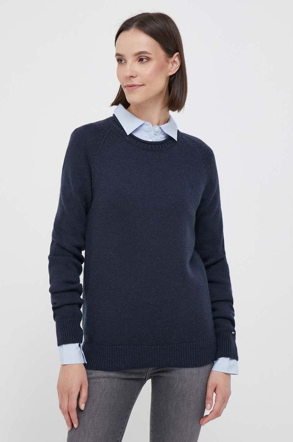 Tommy Hilfiger Vuneni pulover Tommy Hilfiger za žene, boja: tamno plava, lagani