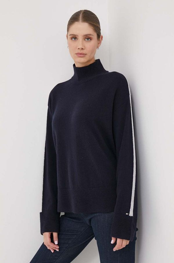 Tommy Hilfiger Vuneni pulover Tommy Hilfiger za žene, boja: tamno plava, s poludolčevitom