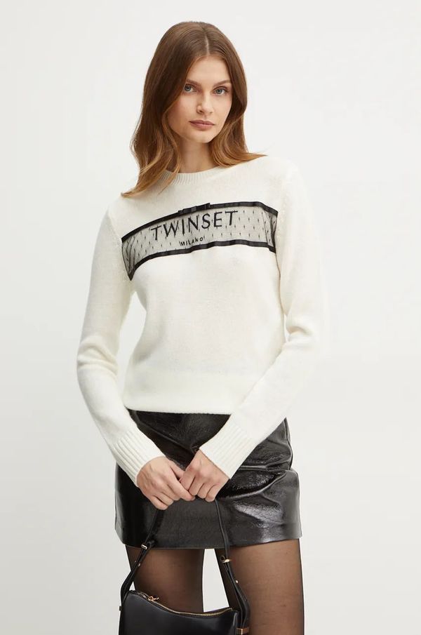 Twinset Vuneni pulover Twinset za žene, boja: bež, 242TT3500