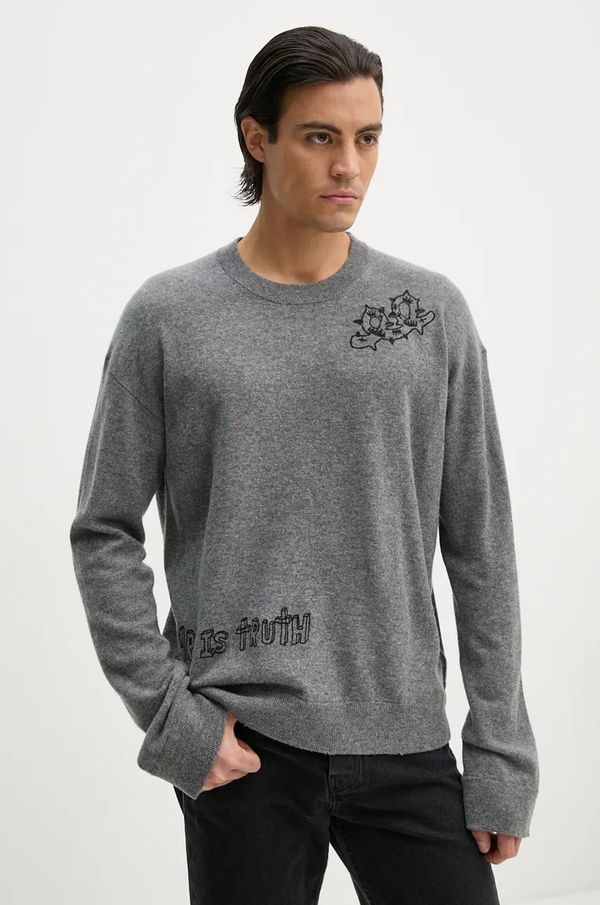 Zadig&Voltaire Vuneni pulover ZADIG&VOLTAIRE za muškarce, boja: siva, lagani, KMSW00704