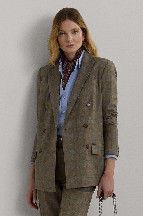 Lauren Ralph Lauren Vuneni sako Lauren Ralph Lauren boja: bež, dvoredno zakopčavanje, s uzorkom, 200940241