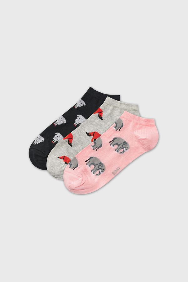 BOMA 3PACK Pamučne čarape Piki Animal do gležnja
