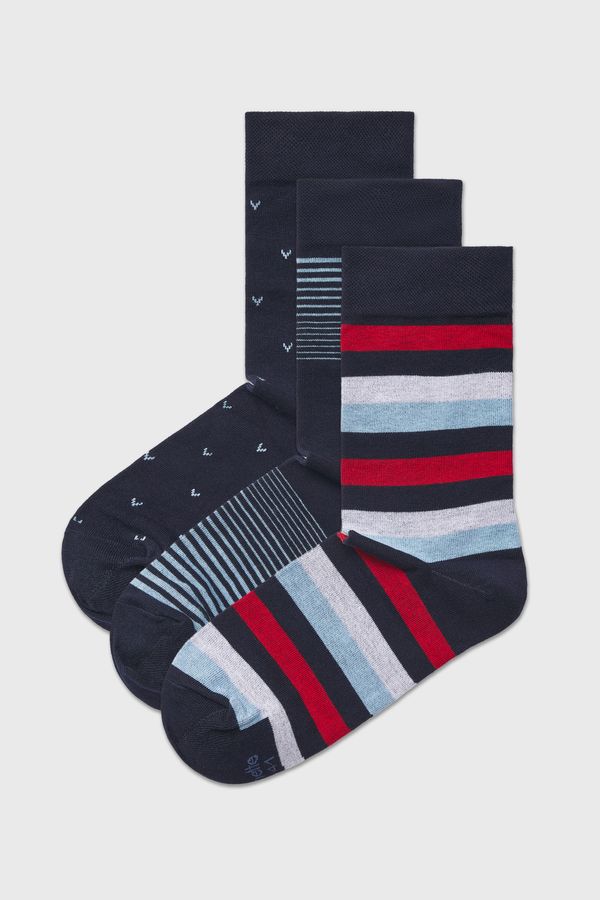 Cornette 3PACK Čarape Stripe visoke