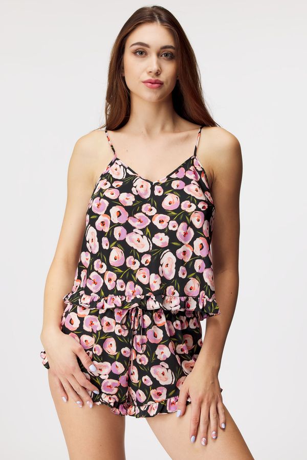Hunkemöller Ženski top za spavanje Satin Ruffle Flower