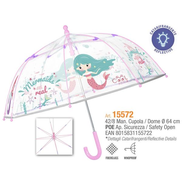 PERLETTI Mermaid transparent manual umbrella 42cm