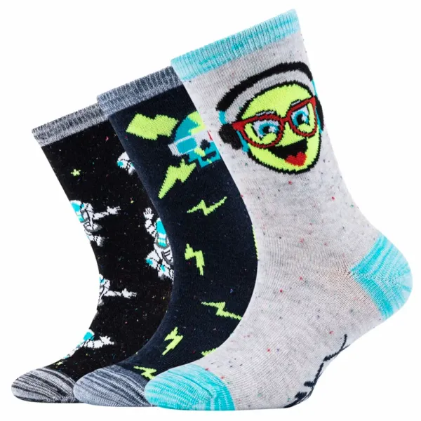 Skechers Skechers 3ppk boys casual space and smileys socks sk41060-5801
